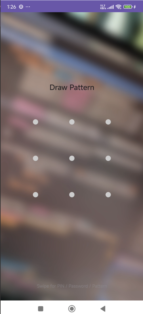 Notes+ secret vault lock screen with pattern grid overlay